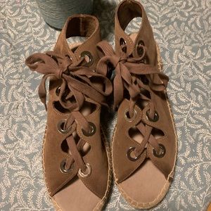 Steve Madden Brown Suede Tie-Up Sandals, Size 9